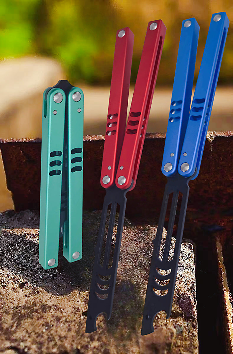 Factory Direct Sales Shark Butterfly Practice Knife Shaft Set Safety Version Fancy Training Knife Bottle Opener Unedged