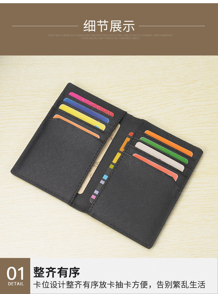 Customized Genuine Leather Card Holder for Men, Business Cowhide Cross-Grain Rfid Anti-Magnetic Card Holder, Ultra-Thin Bank Credit Card Holder Lo