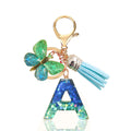 Cross-border Blue Series 26 Drops of Glue Letter Keychain Holiday Love Tassel Accessories Gradient Butterfly Keychain