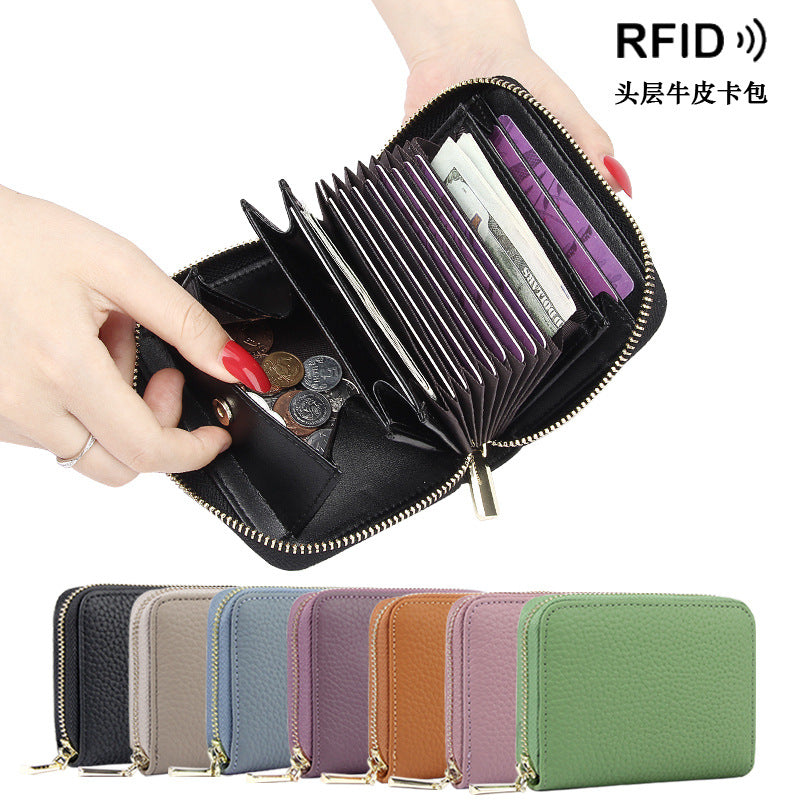 Factory Direct Sales Spot Gift Korean Version Genuine Pickup Bag Cowhide Multi-Card Slot Id Card Holder Credit Card Holder Business Card Holder