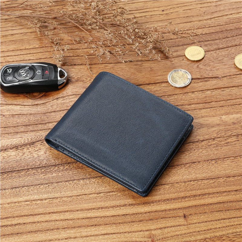 Men's casual vegetable tanned first layer cowhide wallet multi-functional large capacity wallet genuine leather short Coin Purse Wallet fashion