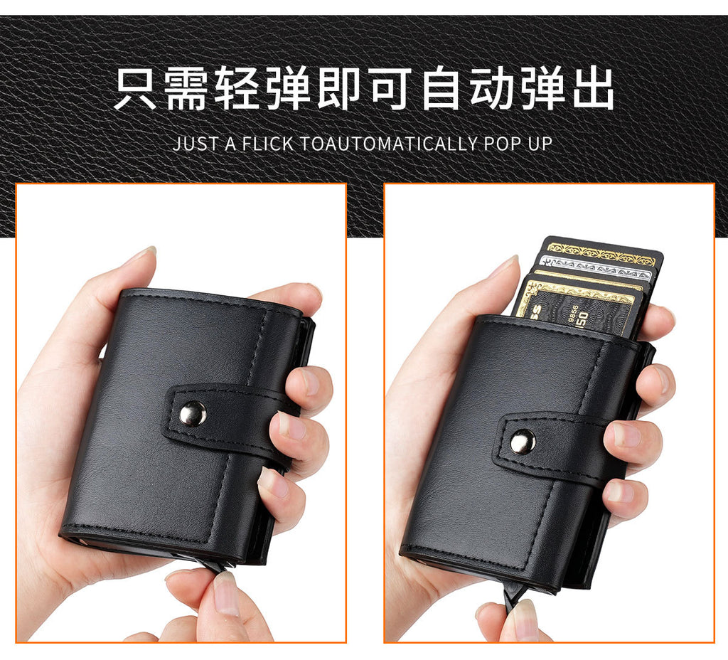 Cross-Border Popular Multi-Card Slot Men's Wallet Automatic Pop-Up Card Holder Unisex Credit Card Holder Card Holder Wholesale Women