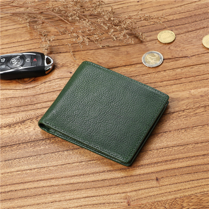 Men's casual vegetable tanned first layer cowhide wallet multi-functional large capacity wallet genuine leather short Coin Purse Wallet fashion