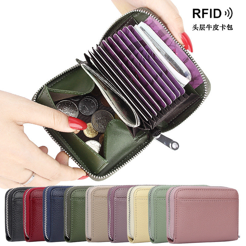 Factory Direct Sales Spot Gift Korean Version Genuine Pickup Bag Cowhide Multi-Card Slot Id Card Holder Credit Card Holder Business Card Holder