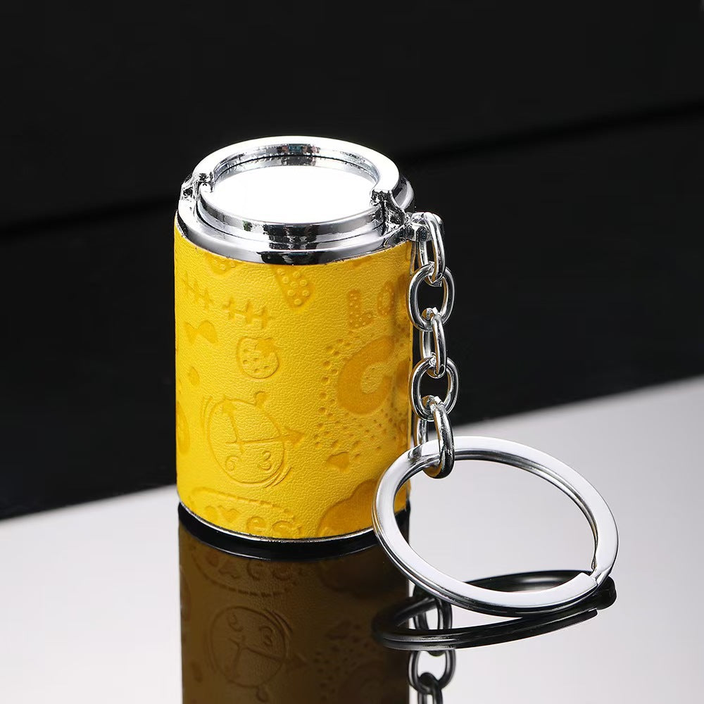 Creative One-Yuan Coin Barrel Keychain Portable Cartoon Coin Barrel Coin Storage Metal Small Gift with Logo Engraving