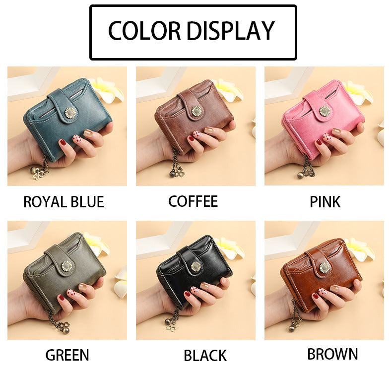 ENDAYCON New Women's Wallet Fashion Tassel Zipper Short Multi-Card Slot Card Bag High-end Sense Coin Purse