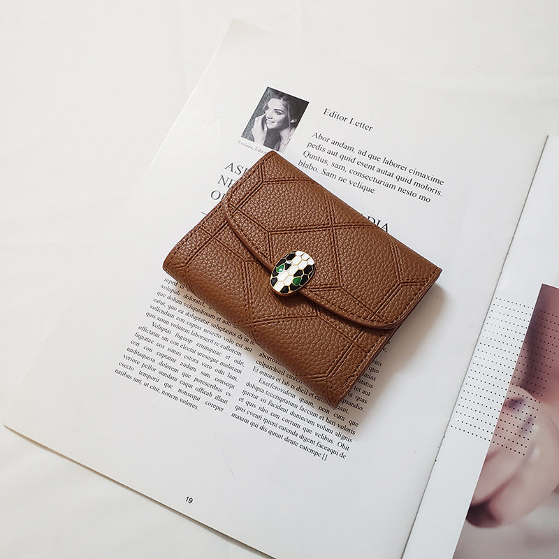 Ins New Snakehead Women's Wallet Women's Short Coin Purse Card Bag Anti-degaussing Fashion Wallet Trend Foreign Trade Hot