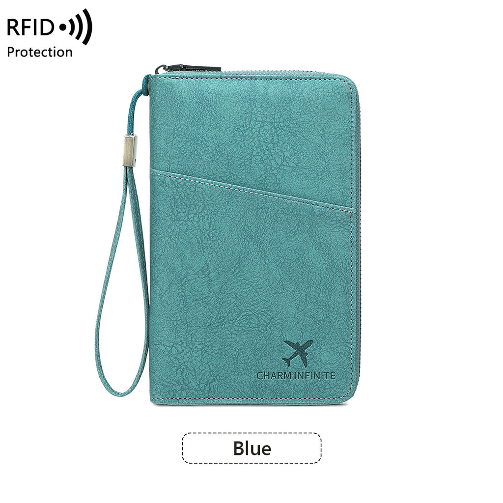 New Rfid Family Passport Holder Wallet Travel Document Storage Bag Simple Large-Capacity Credit Card Protective Case