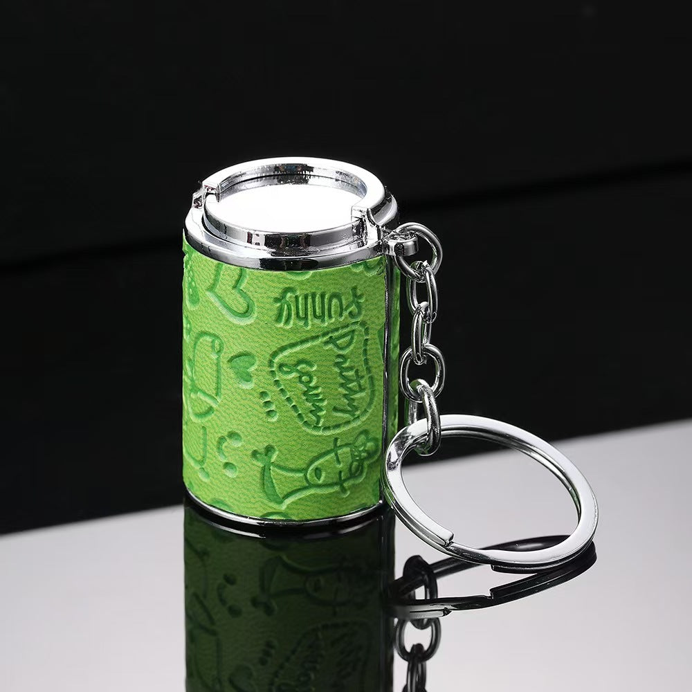Creative One-Yuan Coin Barrel Keychain Portable Cartoon Coin Barrel Coin Storage Metal Small Gift with Logo Engraving