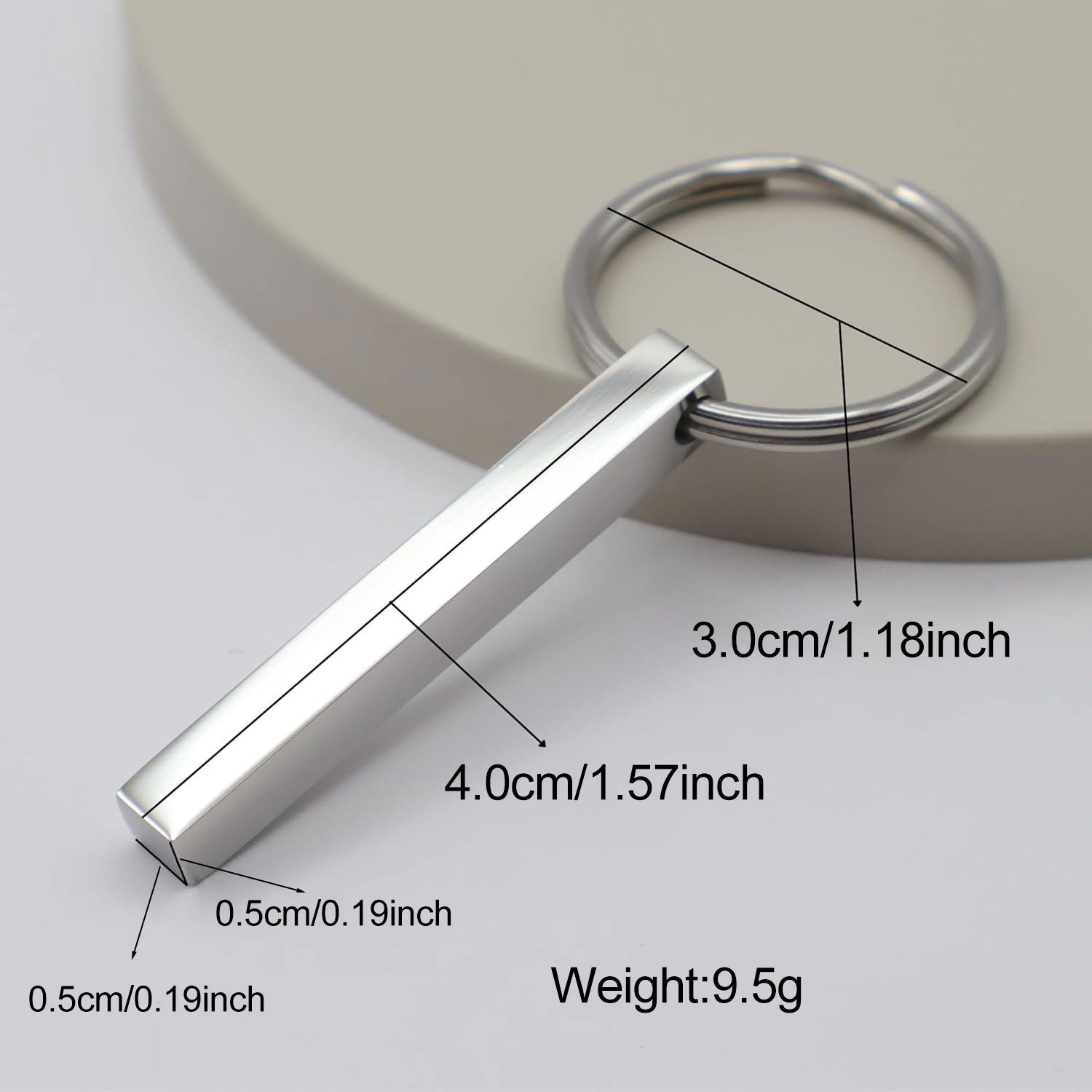 European and American New Stainless Steel Cuboid Keychain Can Be Engraved DIY Key Chain Backpack Pendant Product Wholesale