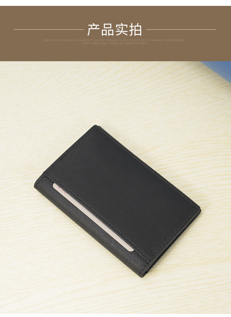 Customized Genuine Leather Card Holder for Men, Business Cowhide Cross-Grain Rfid Anti-Magnetic Card Holder, Ultra-Thin Bank Credit Card Holder Lo