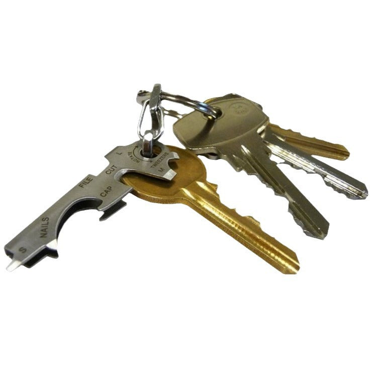 Factory Direct Sales Edc Tool Buckle Stainless Steel 8-in-1 Keychain Portable Gadget Multi-Function Key Clip