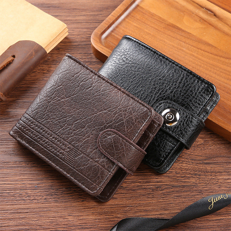 Manufacturers Wholesale New Men's Wallet PU Leather Short Export Cross-border Hasp Business Retro Multi-card Slot Coin PUrse