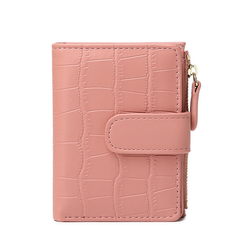 2026 New Style Fresh and Versatile Crocodile Pattern Women's Card Holder Korean Version Mini Portable Folding Short Coin Purse