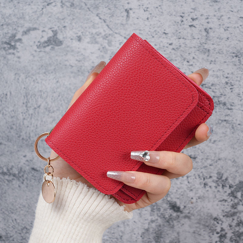 Factory New Card Bag Short Cute Small Women's Coin Purse Simple Light Luxury PU Leather Certificate Storage Bag Thin