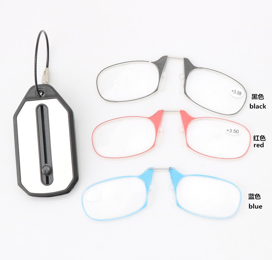 Cross-border new retractable clip nose reading glasses personalized fashion mini convenient reading keychain reading glasses trend