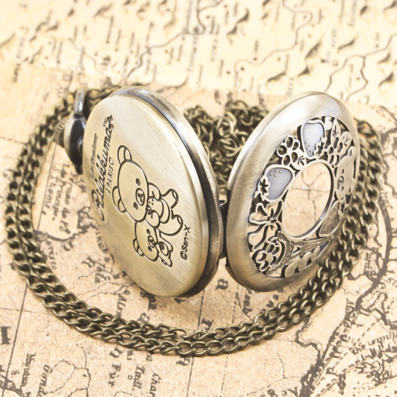 Alice in Wonderland retro pocket watch Alice and rabbit anime pocket watch female cartoon flip Hollow