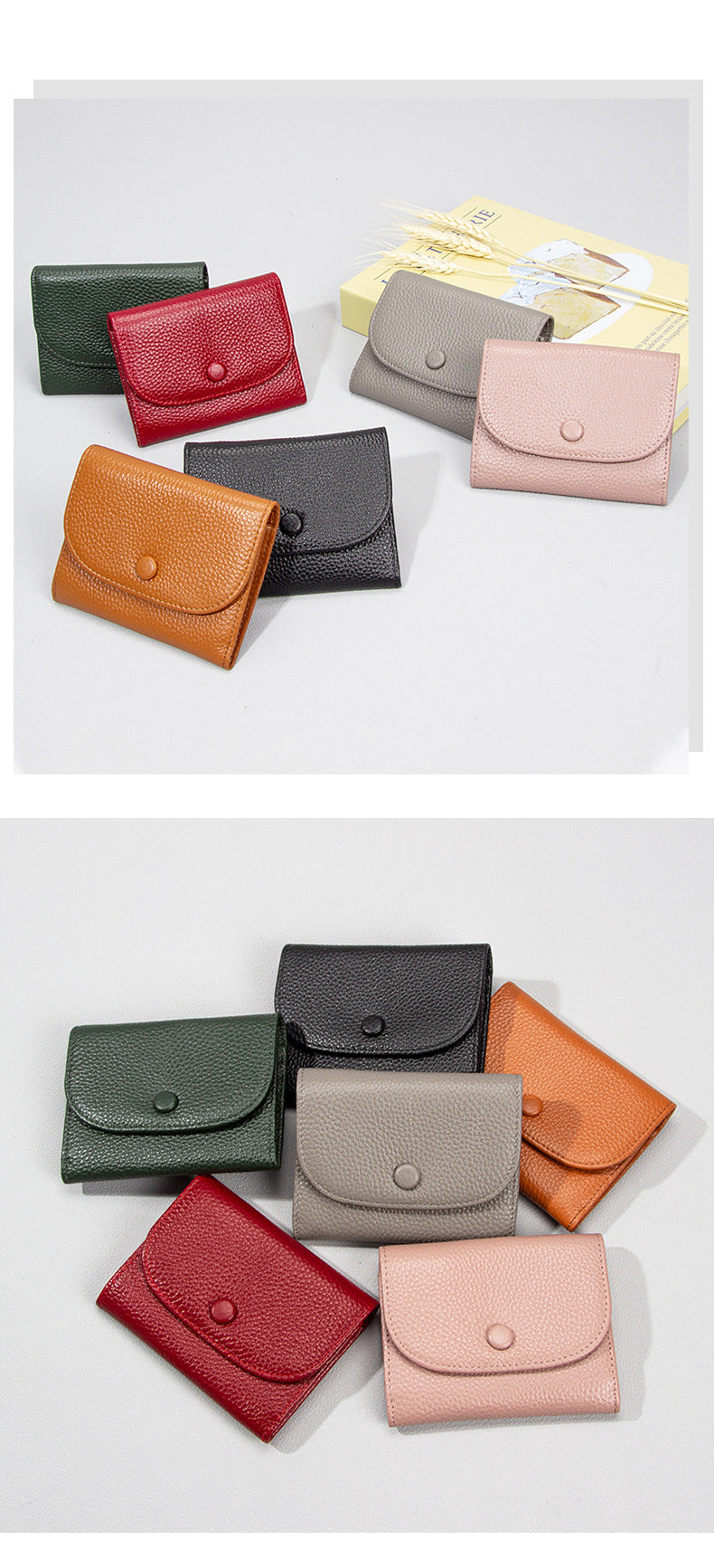 Top Layer Cowhide Small Purse Mini Simple Solid Color New Leather Coin Card Bag with Full Leather Coin Purse for Women