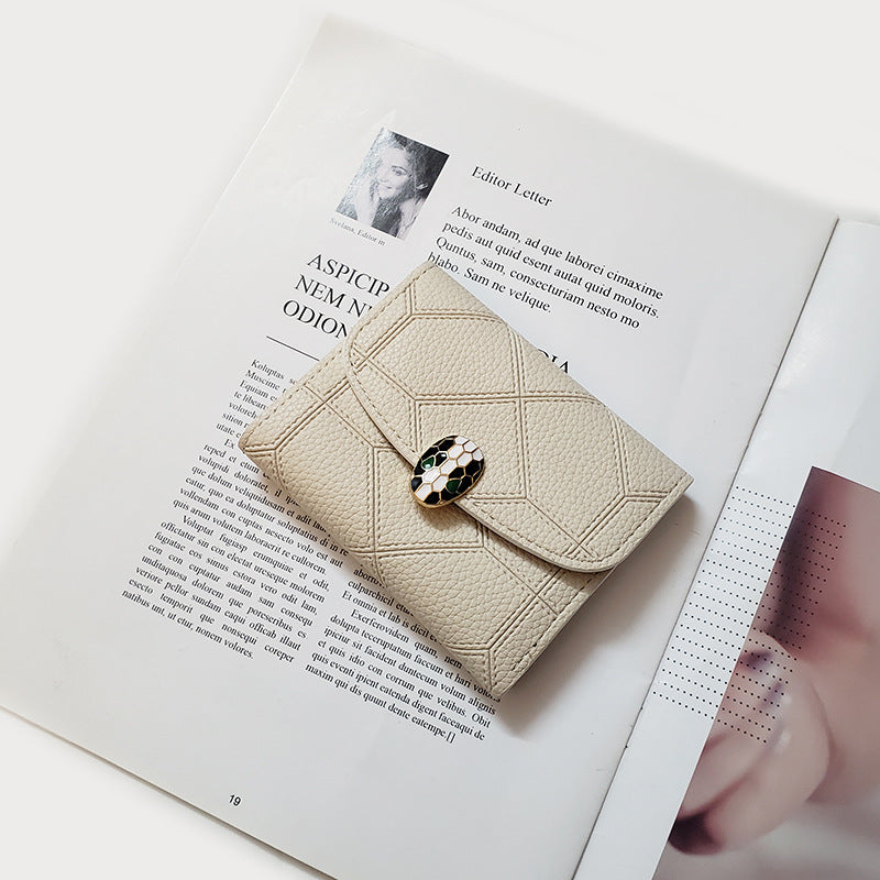 Ins New Snakehead Women's Wallet Women's Short Coin Purse Card Bag Anti-degaussing Fashion Wallet Trend Foreign Trade Hot