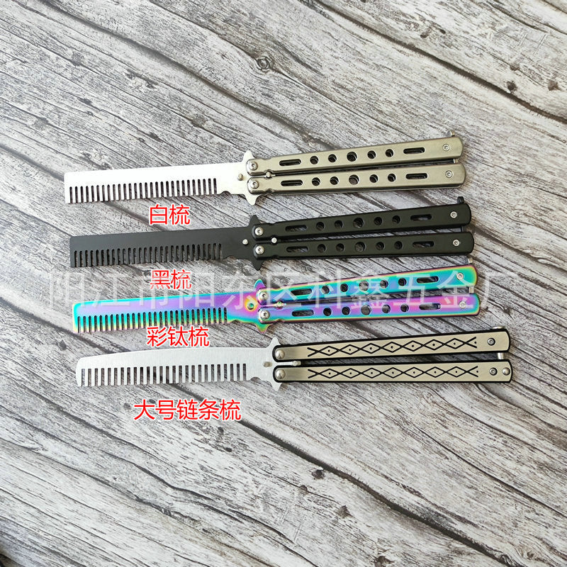 Factory Wholesale Unedged Metal Butterfly Practice Knife Csgo Game Training Hand Swing Knife American Butterfly Comb