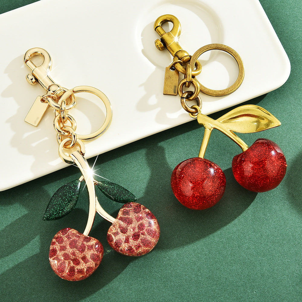 Bag pendant key buckle pink crystal cherry keychain pendant pendant car ornaments key wholesale