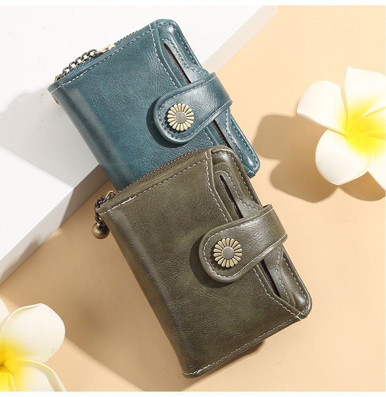 ENDAYCON New Women's Wallet Fashion Tassel Zipper Short Multi-Card Slot Card Bag High-end Sense Coin Purse