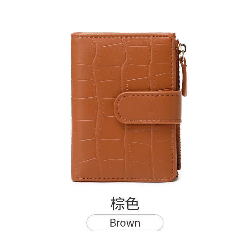 2026 New Style Fresh and Versatile Crocodile Pattern Women's Card Holder Korean Version Mini Portable Folding Short Coin Purse