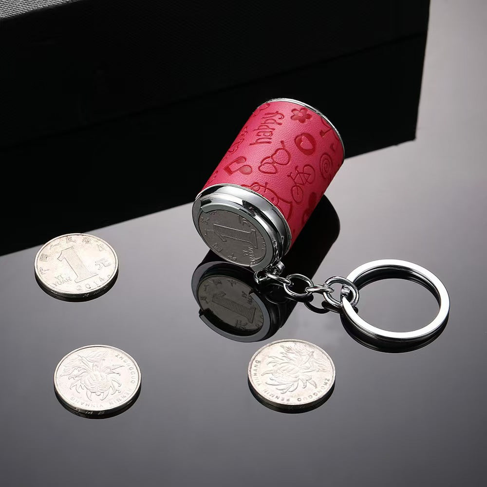 Creative One-Yuan Coin Barrel Keychain Portable Cartoon Coin Barrel Coin Storage Metal Small Gift with Logo Engraving