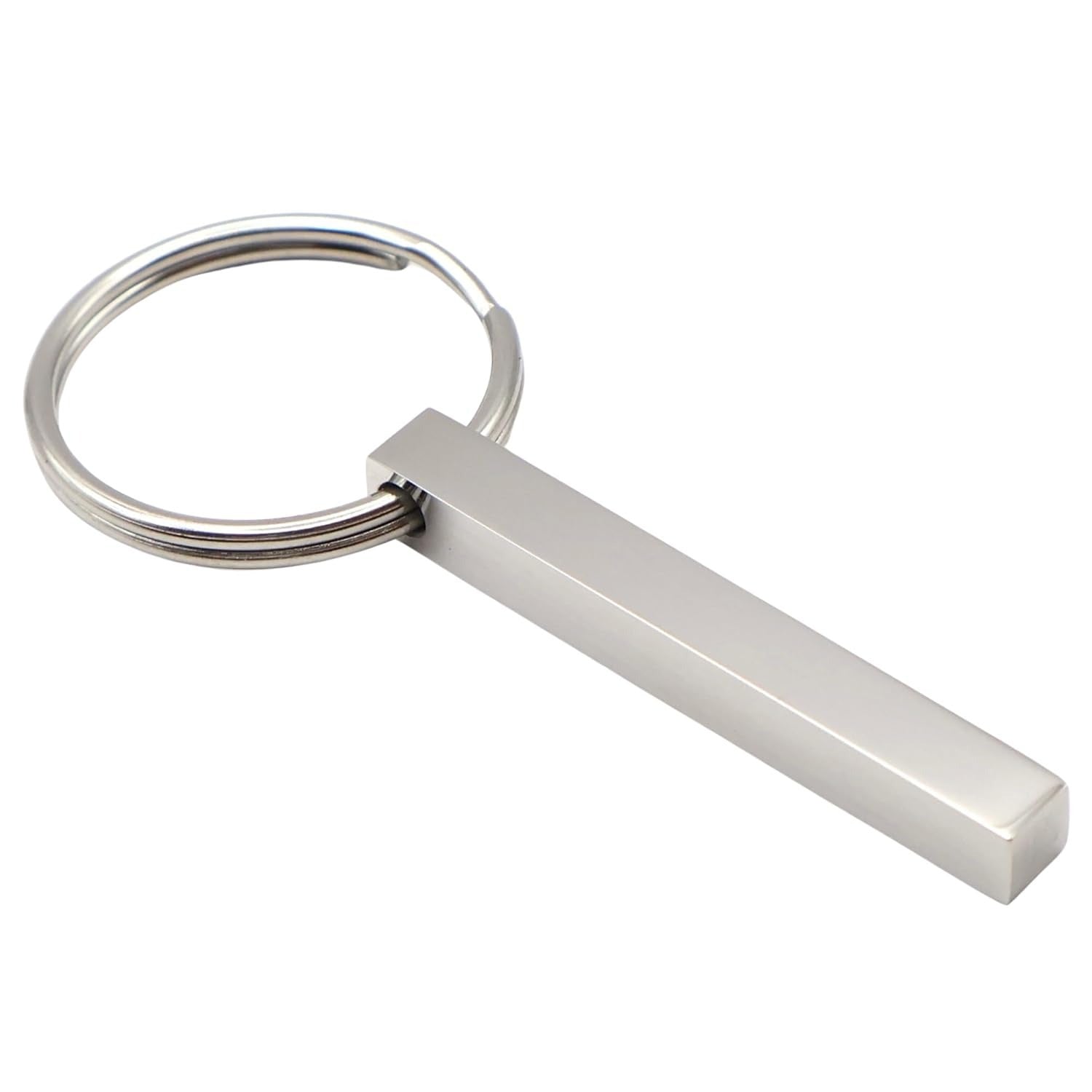 European and American New Stainless Steel Cuboid Keychain Can Be Engraved DIY Key Chain Backpack Pendant Product Wholesale