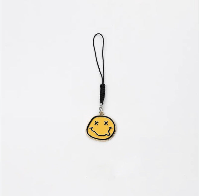Cross-border e-commerce alloy color dripping smiley face keychain electroplated gold irregular expression bag pendant accessories