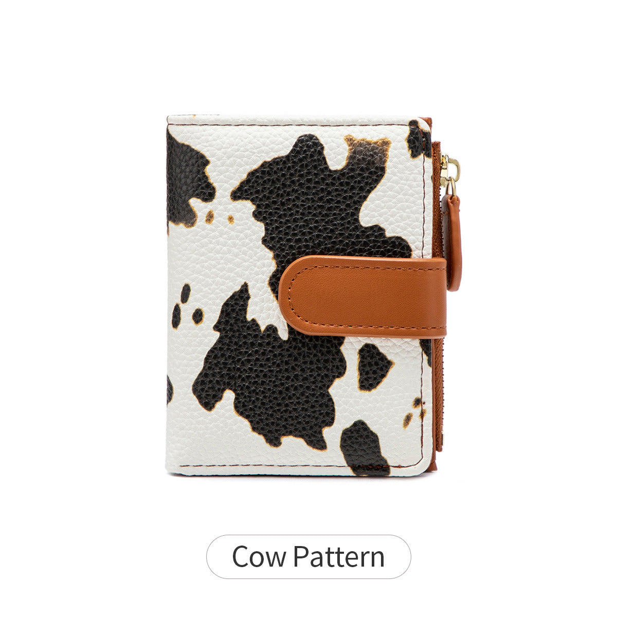 New Creative Zipper Coin Purse, Fashionable Leopard Print Folding Student Wallet, Multi-Functional Portable Coin Bag and Card Holder