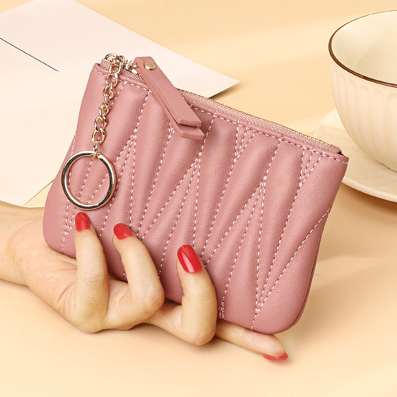 First Layer Cowhide Zipper Small Wallet Korean Style Simple Mini Keychain Coin Storage Bag Genuine Leather Coin Purse for Women