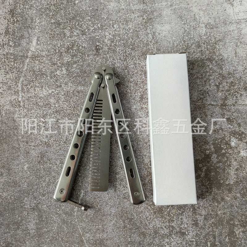 Factory Wholesale Unedged Metal Butterfly Practice Knife Csgo Game Training Hand Swing Knife American Butterfly Comb