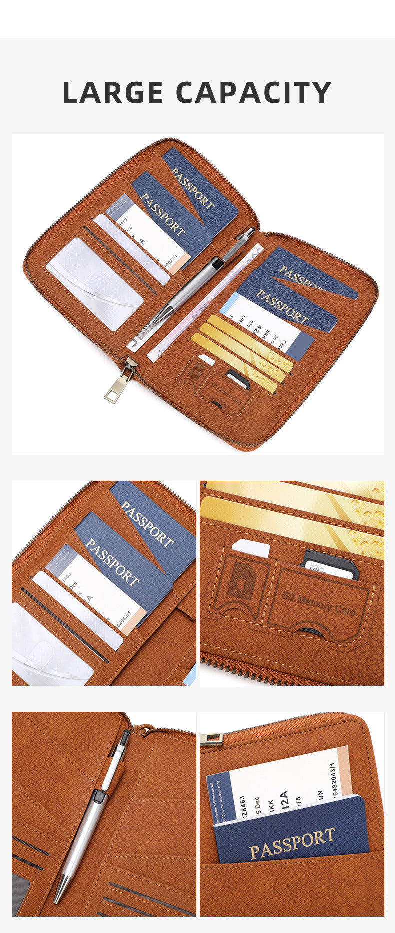 New Rfid Family Passport Holder Wallet Travel Document Storage Bag Simple Large-Capacity Credit Card Protective Case