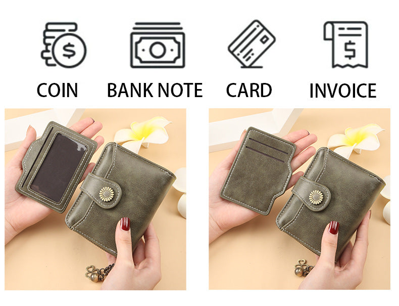 ENDAYCON New Women's Wallet Fashion Tassel Zipper Short Multi-Card Slot Card Bag High-end Sense Coin Purse