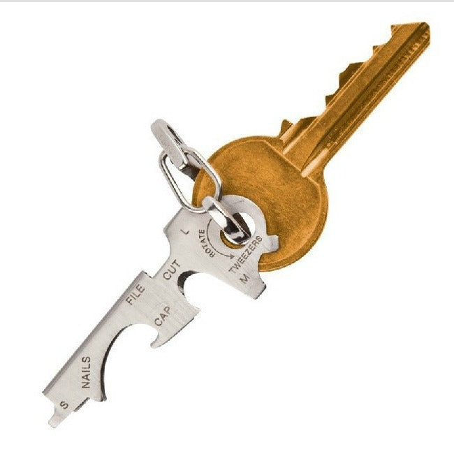 Factory Direct Sales Edc Tool Buckle Stainless Steel 8-in-1 Keychain Portable Gadget Multi-Function Key Clip