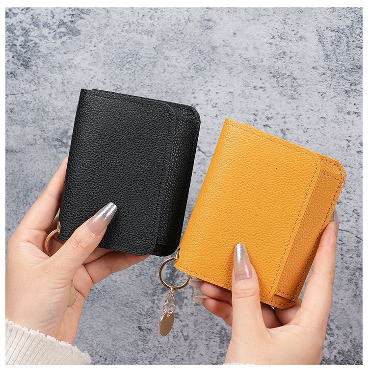 Factory New Card Bag Short Cute Small Women's Coin Purse Simple Light Luxury PU Leather Certificate Storage Bag Thin