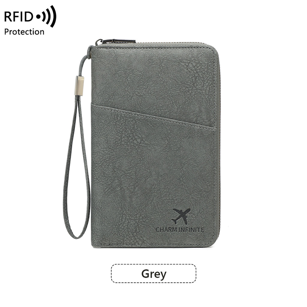 New Rfid Family Passport Holder Wallet Travel Document Storage Bag Simple Large-Capacity Credit Card Protective Case