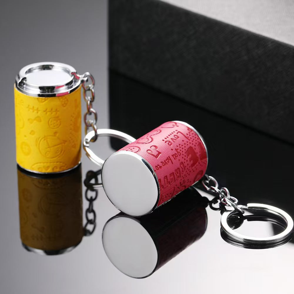 Creative One-Yuan Coin Barrel Keychain Portable Cartoon Coin Barrel Coin Storage Metal Small Gift with Logo Engraving