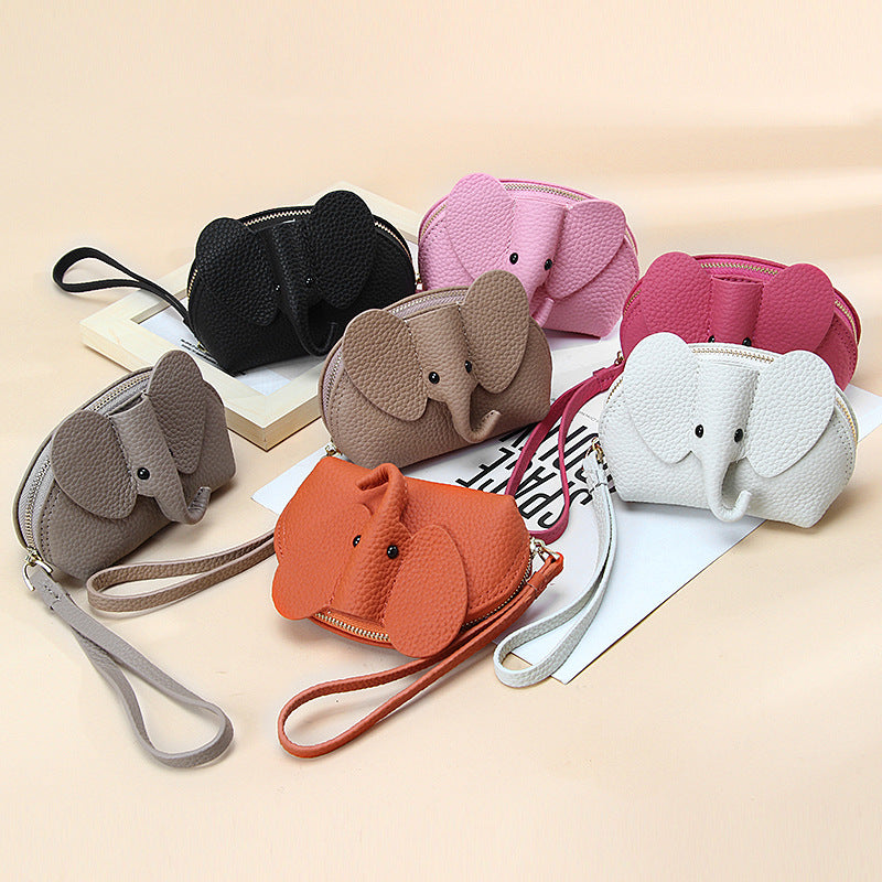 Genuine Leather Mini coin purse women's new key ring coin bag first layer cowhide motorcycle zipper small wallet coin bag