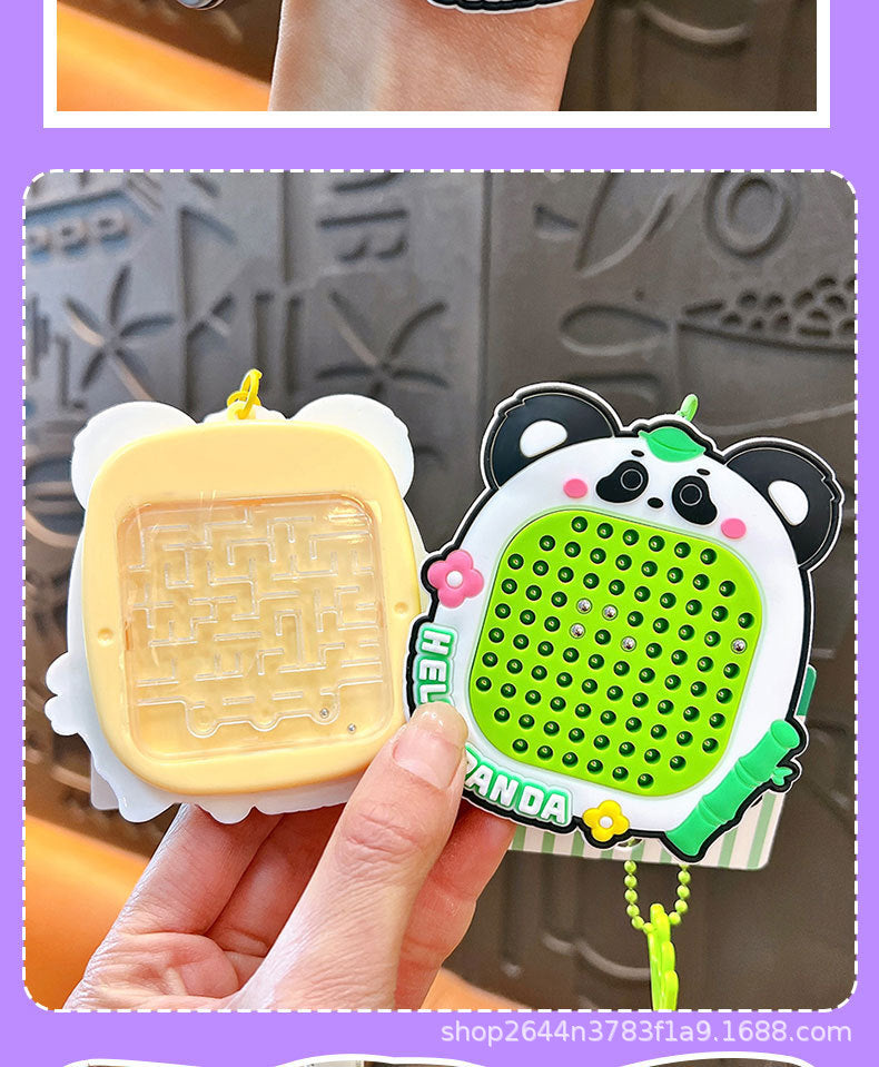 Panda Stress Relief Magnetic Steel Ball Drawing Board Keychain Backpack Pendant Car Keychain Wholesale Small Gift Stress Relief Gadget