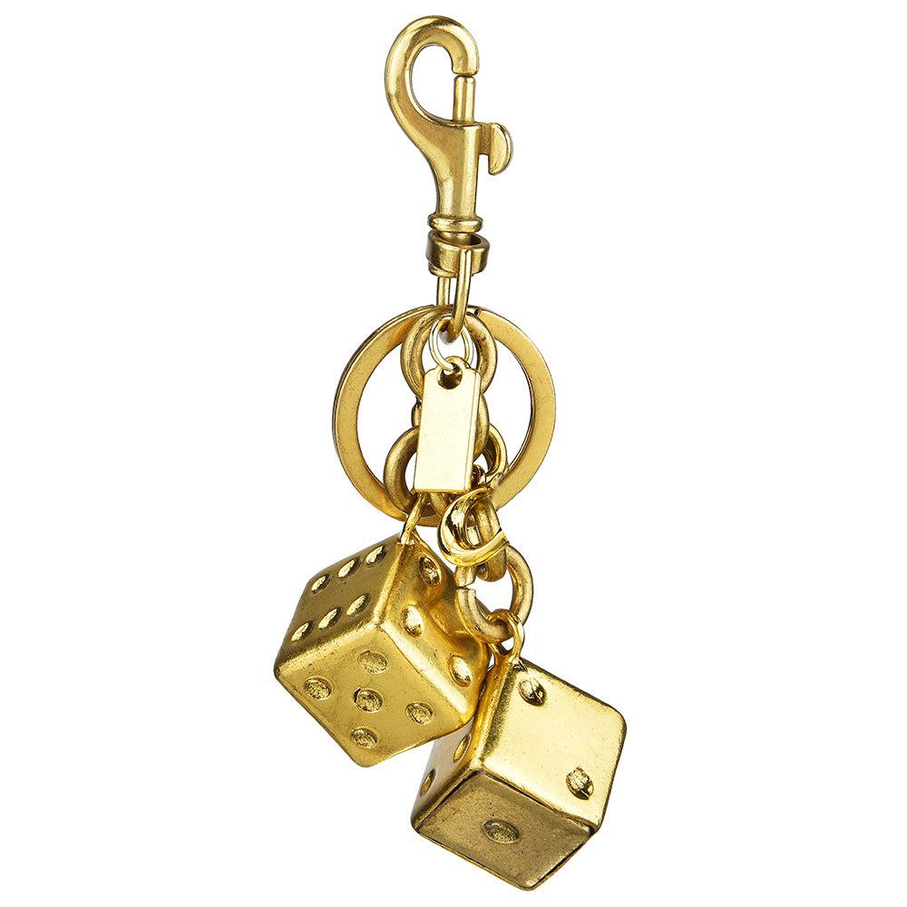New cross-border fashion wholesale two-color dice keychain women's bag pendant jewelry exquisite car keychain accessories