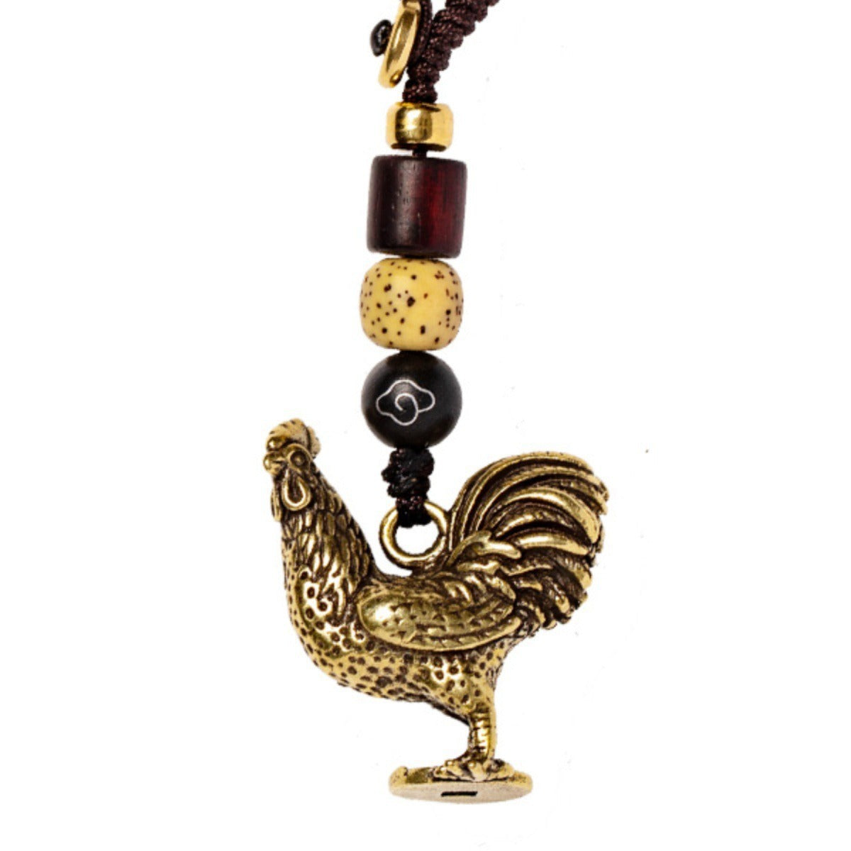 Creative Brass Zodiac Zodiac Chicken Car Keychain Pendant Step on Yuanbao Chicken Woven Rope Pendant Accessories