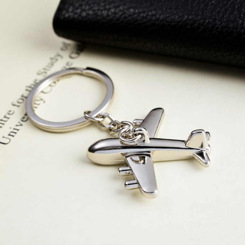 Aviation Institute Stereo Aircraft Metal Keychain Men's Model Aircraft Civil Aviation Company Pendant Small Gift Engraving logo