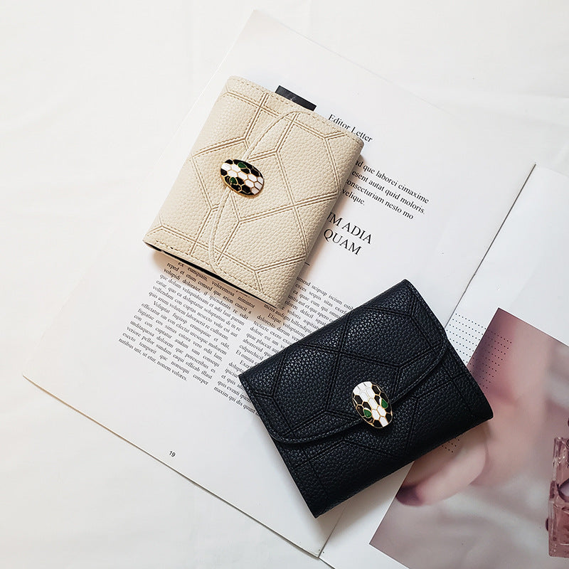 Ins New Snakehead Women's Wallet Women's Short Coin Purse Card Bag Anti-degaussing Fashion Wallet Trend Foreign Trade Hot