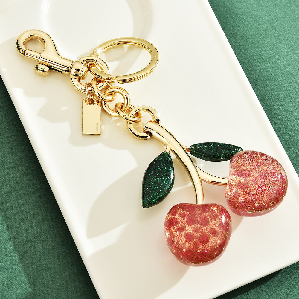 Bag pendant key buckle pink crystal cherry keychain pendant pendant car ornaments key wholesale