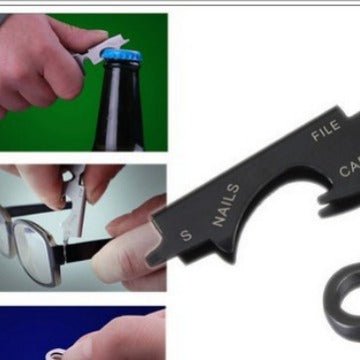 Factory Direct Sales Edc Tool Buckle Stainless Steel 8-in-1 Keychain Portable Gadget Multi-Function Key Clip