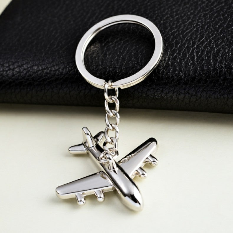 Aviation Institute Stereo Aircraft Metal Keychain Men's Model Aircraft Civil Aviation Company Pendant Small Gift Engraving logo