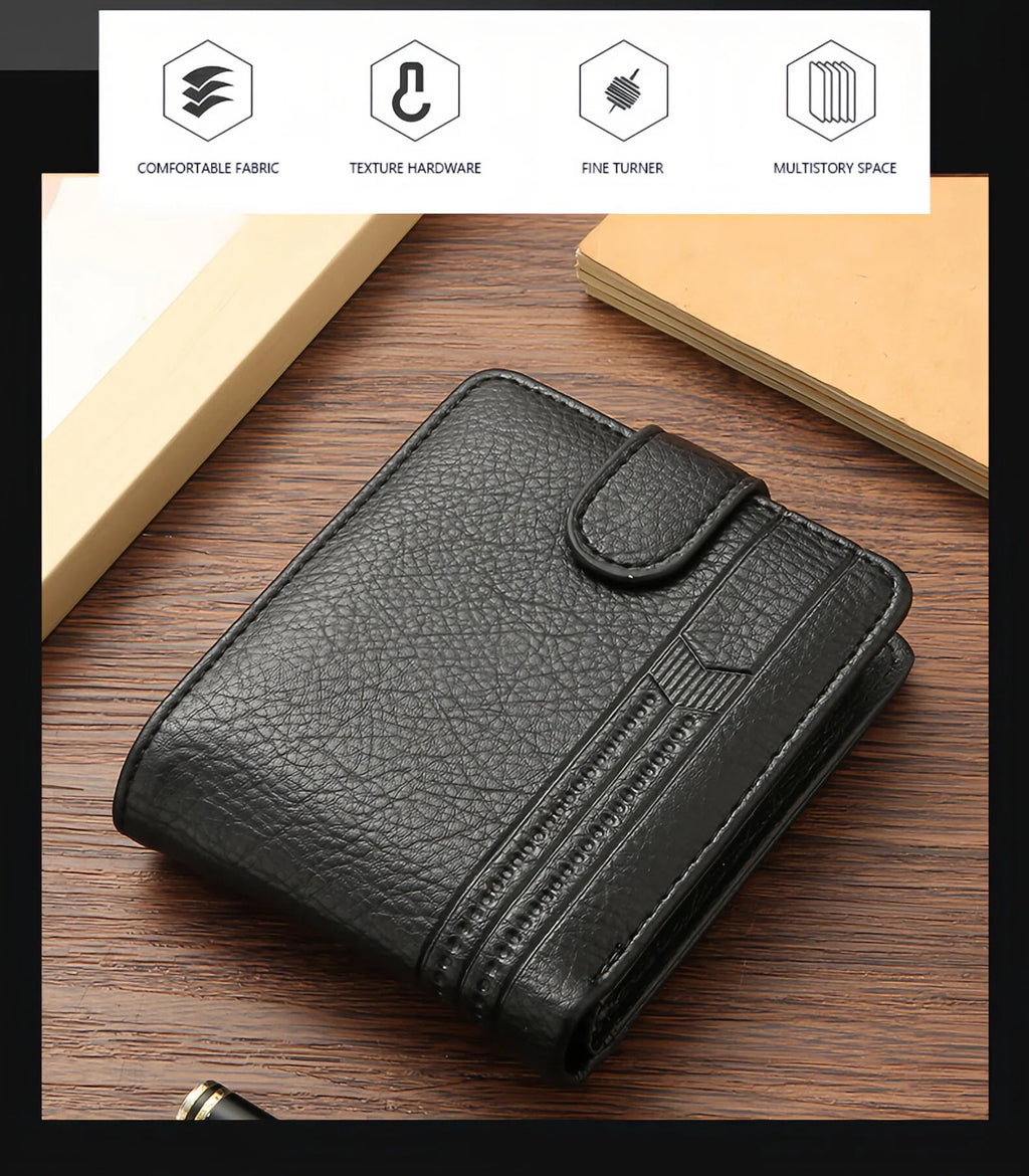Manufacturers Wholesale New Men's Wallet PU Leather Short Export Cross-border Hasp Business Retro Multi-card Slot Coin PUrse
