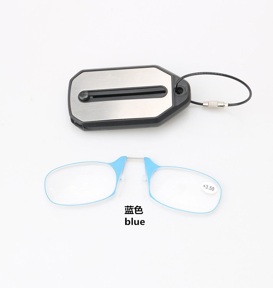 Cross-border new retractable clip nose reading glasses personalized fashion mini convenient reading keychain reading glasses trend